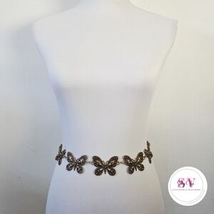 Gold/black butterfly chain belt